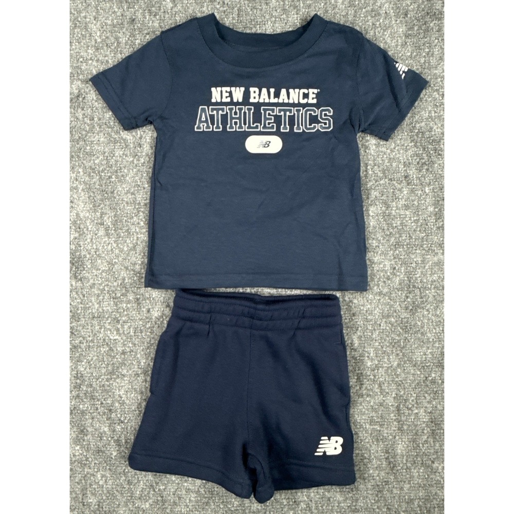 New Balance Athletics Toddler Boys 18 Month Navy Blue 2PC Short Set NWT